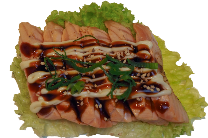 Flamed sashimi zalm (6 stuks)